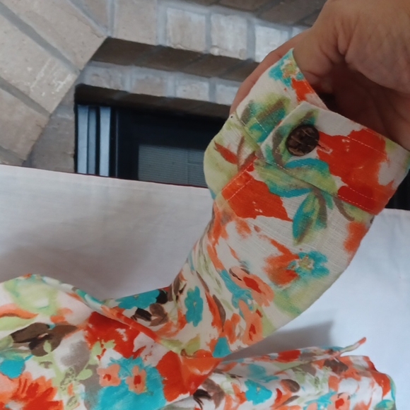 Women’s Size 1X Cotton/Linen Blend Floral Blazer Top - Picture 3 of 8